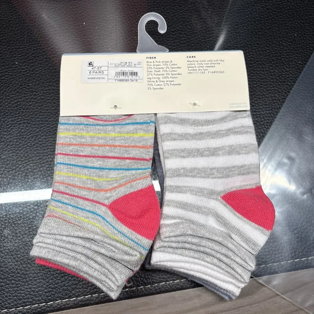 Cat & Jack Girls Low-Cut Socks 6 Pairs Multicolor Neutral Size 4T-5T 8-11 New